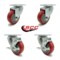 Service Caster 3.5 Inch Red Polyurethane Wheel Swivel Top Plate Caster Set with 2 Brakes SCC SCC-20S3514-PPUB-RED-2-TLB-2 - alternate 1